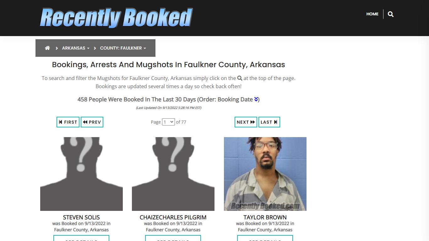 Bookings, Arrests and Mugshots in Faulkner County, Arkansas